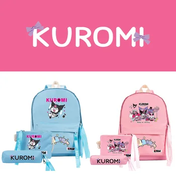 Нов трицветна Училище раница Kuromi От три части За Ученици от Прогимназия, Скъпа Скъпа Раница с Голям капацитет, най-Добрият Подарък