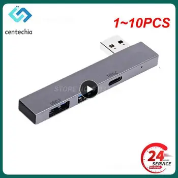 1-10 Бр. В 1 USB хъб, 3 Порта USB 3.0 Адаптер за Преносим Мини-Докинг станция ултра-Тънки 5 Gbit/ s /480 Mbps Високоскоростен Multi USB-C