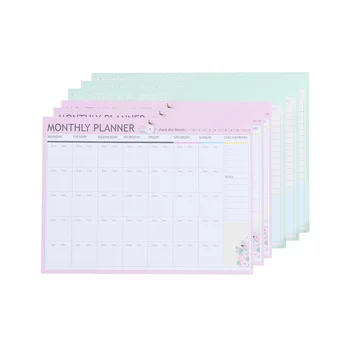 20 Листа Месечен Planner, Календар, Органайзер График На Дневен Ред Органайзер График Бележник (Розово-Зелено Смесен)