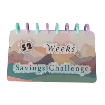 52-седмична бележник за спестяване на пари, за многократна употреба бележник за спестяване на пари в брой, икономичен тампон за печат, планиране на бюджет, семеен купон за пътуване