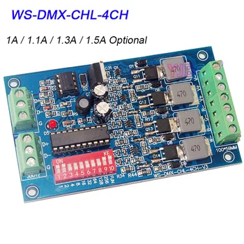 5V-24V 12V 1A/1.1 A/1.3 A/1.5 A * 4-Канален DMX512 Декодер Dc RGBW Led Контролер DMX Димер За Led Лента, осветителни Тела