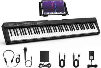 Digital пиано с 88 клавиша, полноразмерное полувзвешенное електронно клавишное пиано с пюпитром, вградени високоговорители, клавиатура за електрическо пиано