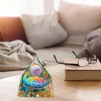 H55A Оргоновая пирамида Кварц Дъгата Цветя модел на Изцелението кристален обхват на Топка Бижута от камък чакра Генератор на енергия за дома