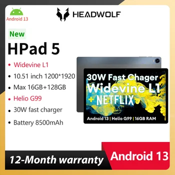 Headwolf HPad 5 13 Android Таблет 10.5 инча Макс 16 GB оперативна ПАМЕТ от 128 GB ROM Телефон Tablet PC, Widevine L1 Батерия 8500 mah Камера 8 MP + 20 Mp