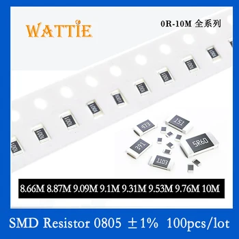 SMD резистор 0805 1% 8,66 M 8,87 М 9,09 М 9,1 М 9,31 М 9,53 М 9,76 М, 10 М, 100 бр./лот микросхемные резистори 1/8 W 2,0 мм * 1,2 мм
