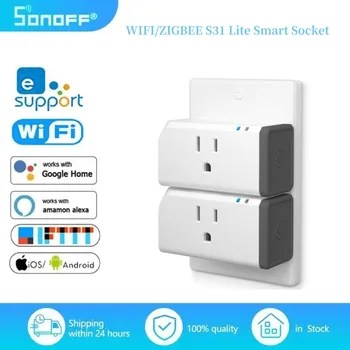 SONOFF S31 Lite Zigbee Smart Plug Безжична Управляващото Изход за Гласова Синхронизация Мрежов адаптер Работи С приложение eWeLink и Алекса