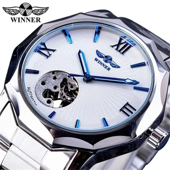 Winner Watch Мъжки Часовник-Скелетоны Модни Сребърни Бизнес Автоматични Механични Ръчни Часовници Е От Неръждаема Стомана Relojes Hombre 2023