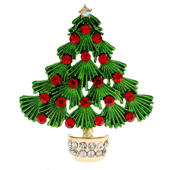 Брошка във формата на елхи с кристали от СИНДИ XIANG, Модни Аксесоари Унисекс, Налични 2 цвят, Празнични Зимни Декорации