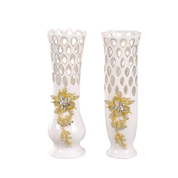 Бяла керамична ваза от гидропонного богат бамбук в европейски стил прости модерни цветя, декорации