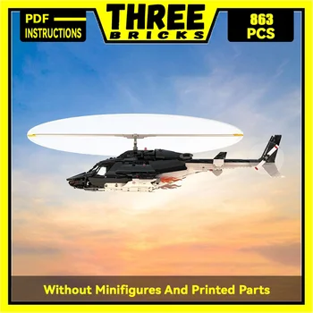 Военната серия Moc Строителни блокове Модел на хеликоптер със специално предназначение Airwolf Технологични тухли Играчки-самолети със собствените си ръце за Децата