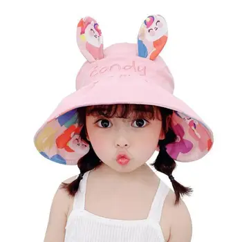Двустранен детска лятна солнцезащитная шапка за момчета, солнцезащитная шапка с хубав заек, солнцезащитная шапка