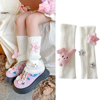 Детски Корейски гамаши Kawaii Sweet 27 см, сладък вязаный топло калъф за краката за момичета, еластични чорапи-тръба, ръкавици Y2K