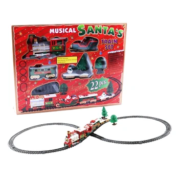 Комплект играчки за релсови пътища от 22 бр., класическа музикална Експресна доставка на Дядо Коледа, Електрически Коледен влак, подарък за дете B065