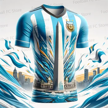Комплект футболни тениски Obelisk Of Buenos Aires за възрастни и деца, уникална култура, футболен комплект Messi Special Design Edition, ново записване