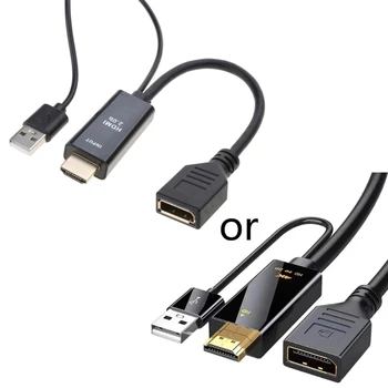 Конвертор HDMI2.0 в DP1.2, Съвместими с DisplayPort Конектор С USB-Кабел захранване, за монитор, Видео Конвертор