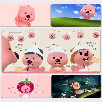 Корейски Карикатура P-Pororo Сладко Loopy Pink Мишка Голяма Игри Компютър Gamer PC Keyboard Подложка За Мишка