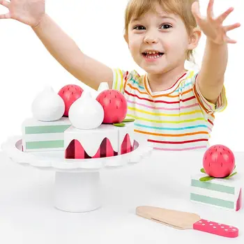 Кухненски Слот Играчки Образователна Играчка с Кухненски Игра Набор от Дървена Детска Храна Аксесоари за престори игри, Интерактивни Играчки за торта с престори на храна