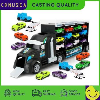 Модел на Автомобила Детски Инженеринг Товарен Трактор Гаражни Автомобили Контейнер за Съхранение на Автомобили, Автомобилни Стоки, Играчки за Момчето Коледен Коледен Подарък