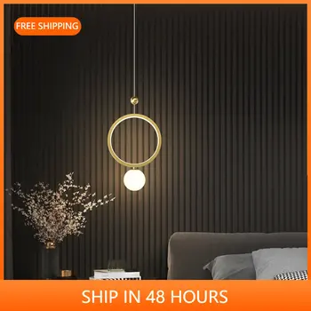 Модерен led околовръстен окачен лампа за прикроватной нощни шкафчета в спалнята, окачена лампа за декоративно осветление в банята, окачен лампа Лампара