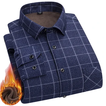 Модерен мъжки карирани топ, риза, яке Върху лигавицата, Блуза, Дървосекач копчета, водене жив топлина, Casual стил, Подходящ за почивка BG 17, BG 19