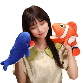 Морски същества плюшена играчка Риба Кукла-акула Cosplay Плюшен кукла с животни Забавни Детски играчки Kawaii Ръчно пальчиковая кукла
