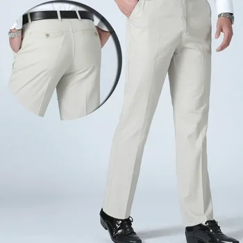 Мъжки летни тънки ежедневни костюмные панталони Есенни дебели памучни Класически бизнес модни стрейчевые панталони Мъжки марка дрехи