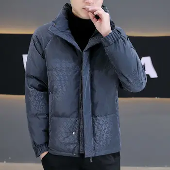 Мъжки моден пуховик с висока яка, мъжко свободно утепленное топло кратко зимата тенденция палто голям размер, ежедневни универсална връхни дрехи