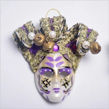 Отгледа 10х10 см Ежедневно Венецианска маска Нов Мил Клоун, мини-маска върху цялото лице, окачване