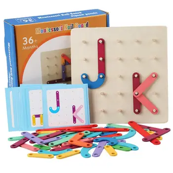 Писмо от Азбуката модул за Обучение Комплект Дървени Играчки-Пъзели Ранните Забавни Играчки Монтесори Jigsaw Letter Alphabet Подаръци за деца