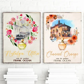 Постери на филми във френски стил за пътуване, Оранжева реколта картина върху платно 1950-те години, скандинавските стенни пана за дома хола.
