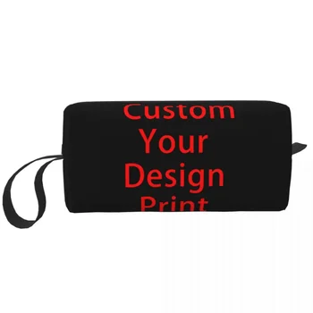Пътна чанта за тоалетни принадлежности с принтом по ваш дизайн, Дамски косметичка с индивидуално лого, косметичка за грим, калъф за съхранение на козметика, кутия