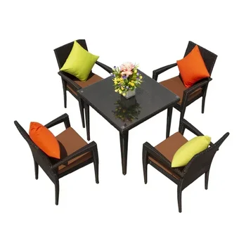 Ротанговый стол от пет части, балконный маса и стол, комбинация от ратан, мебели за двор от ратан