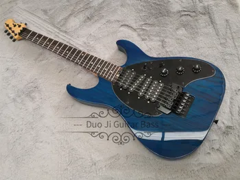 Синя електрическа китара Steve Morse Корпус на китара от ясеневого дърво Тремоло Бридж Звукосниматели HSSH Черни Тунери