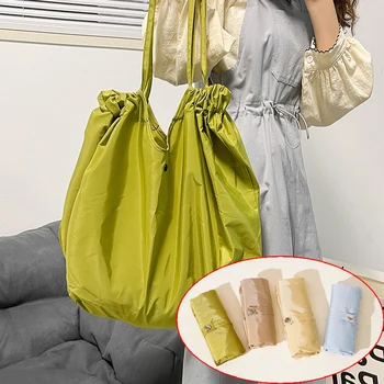 Торби за многократна употреба за пазаруване, дългогодишна чанта за пазаруване на съвсем малък, голям голям сгъваема пътна плажната водоустойчива чанта