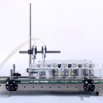 Хоризонтална машина за бутилиране на течности с двойна глава, пневматичен течността, работещи пълнител, машина за количествено бутилиране на вино, мляко, сок