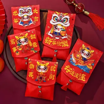 Чантата Лъки Money Чанта за опаковане на пари в Чантата си за монети Hongbao 2024 Червен плик е Червен пакет Детска чанта Талисман на Годината на Дракона Деца