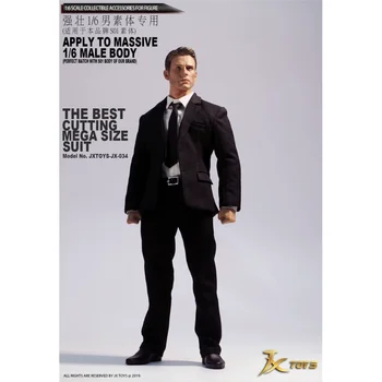 Черен мъжки костюм JXTOYS в мащаб 1/6, дрехи, Обувки, риза за 12-инчов фигурки ZCtoys JXS01, мускулесто, силно, силно тяло